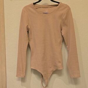 Nuuds Tan Long Sleeve Ribbed Bodysuit